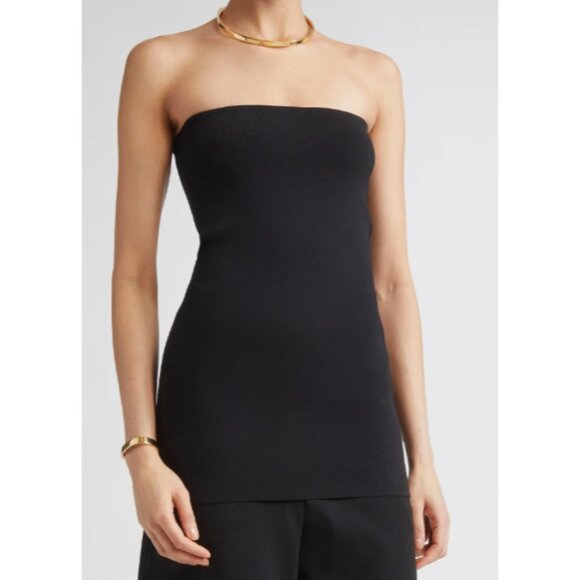Toteme Compact Knit Tube Top Womens L/8 Black Strapless
